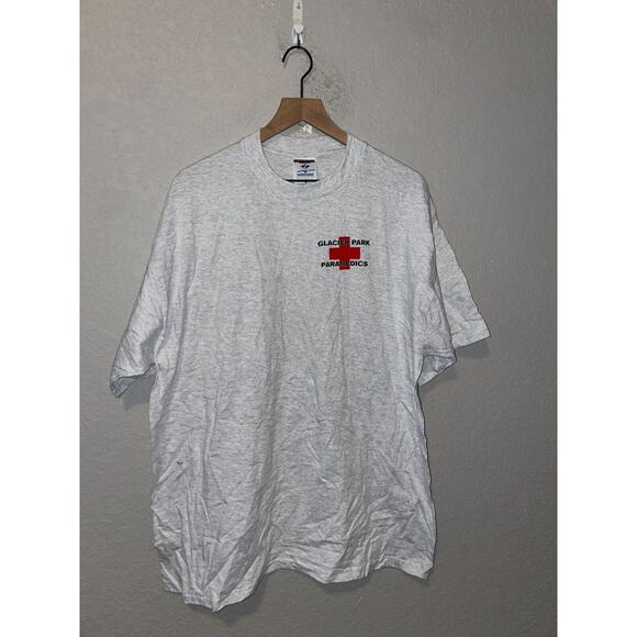 Vintage Glacier Park Shirt Paramedics Medic Gray Jerzees Tee 90s VTG XL - Picture 1 of 7